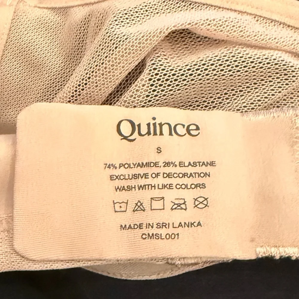 NWOT Quince Belgian Mesh Sheer Cutout Bralette in Sand Sz S - Picture 5 of 8